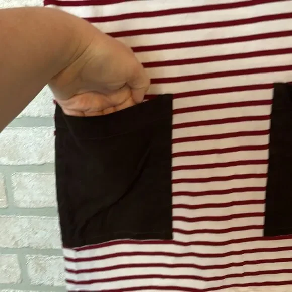 DV Dolce Vita striped shirt mini dress with suede pocket size M - Picture 4 of 8